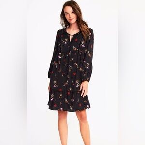 Boho-style long sleeve floral print dress